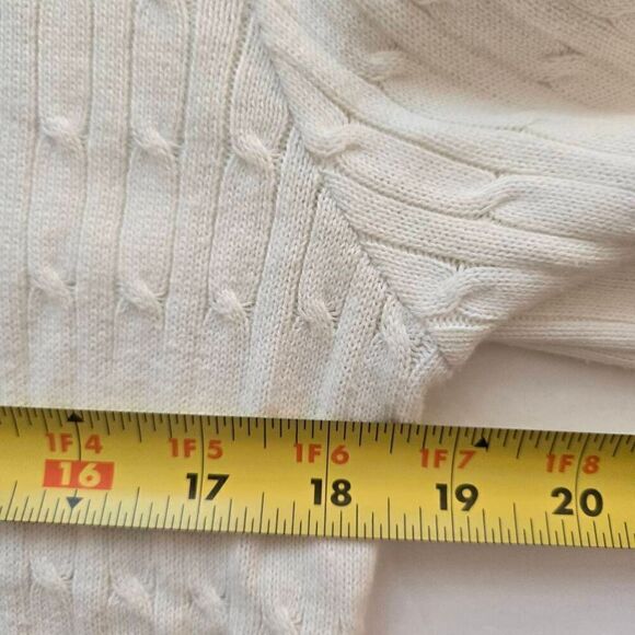 Astra Classic Womens White Cotton Cable Knit Full Zip Cardigan Sweater Small - Picture 9 of 12